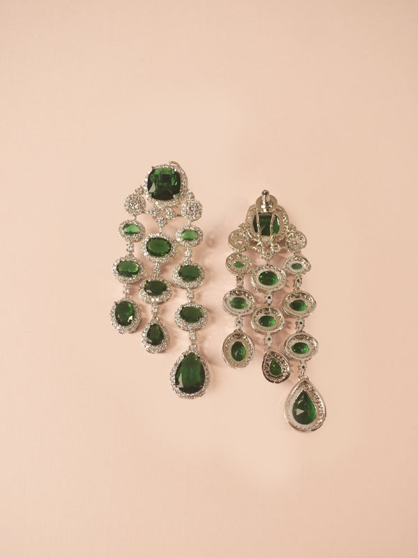 Party wear stylish earrings | green stone earrings