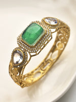 Load image into Gallery viewer, Golden Bracelet with Green Stone and Clear Stones | Bracelet with a Green Gemstone