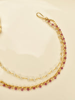 Load image into Gallery viewer, Ruby Kundan Nath with Triple Sahare Chain | Classic Ruby-Pink & Polki Kundan Nath