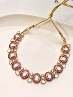 Load image into Gallery viewer, Kundan Necklace Set for Women | Necklace with Pink and white Stones