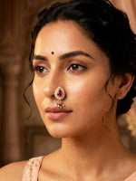 Load image into Gallery viewer, Traditional Indian Nose Ring Red Gemstone | Teardrop-Shaped Red Gemstone Nath