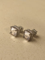 Load image into Gallery viewer, Radiant Square Solitaire Studs | Icy Princess Double-Sided CZ Studs
