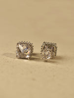 Load image into Gallery viewer, Radiant Square Solitaire Studs | Icy Princess Double-Sided CZ Studs