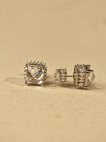 Load image into Gallery viewer, Radiant Square Solitaire Studs | Icy Princess Double-Sided CZ Studs