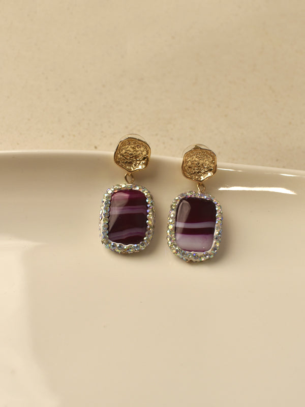 Deep wine cushion bead necklace with crystal halo pendant | royal maroon agate bead necklace with statement pendant