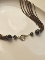Load image into Gallery viewer, Golden Beaded Multi-Strand Statement Necklace Set | Five Large Beads and Multi-Layer Beaded Necklace