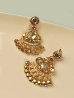 Load image into Gallery viewer, Antique Matte Gold Architectural Chand Drop Earrings