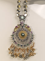 Load image into Gallery viewer, Long Metal Necklace set | Beautiful Meatal Necklace with Kundan
