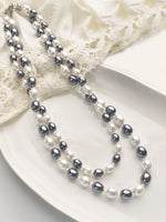 Load image into Gallery viewer, Black and White Beaded Two-Line Mala | Beaded Necklace for Women