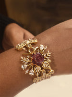 Load image into Gallery viewer, Bracelet with Floral design and purple gemstone