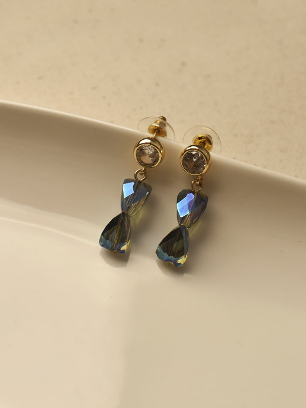 Celestial blue raw cut agate statement drop earring