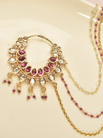 Load image into Gallery viewer, Classic Ruby-Pink & Polki Kundan Nath