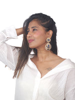Load image into Gallery viewer, Ornate Earrings with Blue Gemstones | Stylish Kundan Earrings