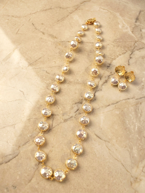 Stylish gold tone pearl necklace | delicate pearl necklace set