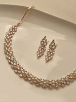 Load image into Gallery viewer, Gold-Tone 3-Line Marquise AD Crystal Collar Necklace Set