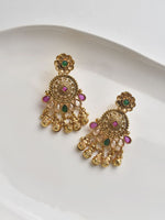 Load image into Gallery viewer, Gold earrings with colorful stones