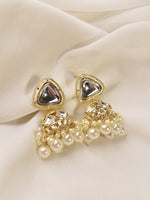 Load image into Gallery viewer, Golden Jhumka With Pearl | Stylish Kundan Jhumka