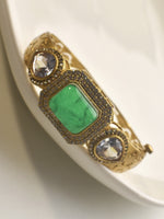 Load image into Gallery viewer, Golden Bracelet with Green Stone and Clear Stones