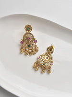 Load image into Gallery viewer, Golden earrings with colorful stones