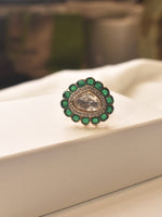 Load image into Gallery viewer, Green Stone Finger Ring | Golden Finger Ring