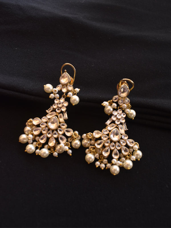 Kundan sales big earrings