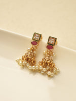 Load image into Gallery viewer, Kundan Jhumka with white faux pearls