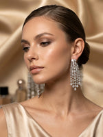 Load image into Gallery viewer, Long Earrings Party Wear | Party Wear Long White Stone Earrings