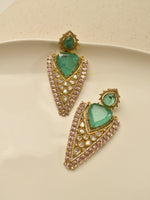 Load image into Gallery viewer, Mint Green Heart & Shield Dangle Earrings