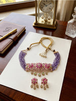 Load image into Gallery viewer, Multi-layer Lavender Beads and Pink Stones Jewelry Set