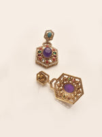 Load image into Gallery viewer, Multi Stone and Purple Stone Earring