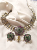 Load image into Gallery viewer, Necklace with green and purple stones | Necklace for Women