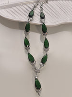 Load image into Gallery viewer, Green gemstone necklace with silver chain