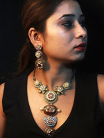 Load image into Gallery viewer, Ornate Necklace with Floral and Circular Designs | Indo Western Long Necklace Set