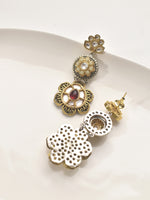 Load image into Gallery viewer, Ornate earrings with red stones and Kundan
