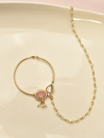 Load image into Gallery viewer, Oval Pink Stone & Teardrop Kundan Nose Ring
