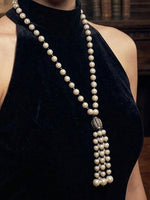 Load image into Gallery viewer, Pearl Statement Mala with Black Stones