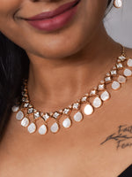 Load image into Gallery viewer, Stylish Kundan Necklace Set | Golden Polish Kundan Necklace Set