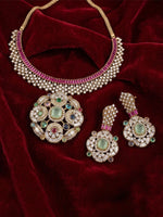 Load image into Gallery viewer, The Royal Navratna Heritage Necklace Set | Imperial Ruby & Multi-Gem Statement Collar