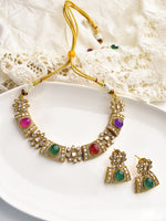 Load image into Gallery viewer, Golden Necklace with Colorful Gemstones