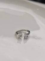 Load image into Gallery viewer, Two Pear-Shaped White Stone Ring | AD Finger Ring