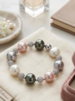 Load image into Gallery viewer, Classic Pearl & Peach Beaded Charm Bracelet | Peach & White Pearl Beaded Bracelet