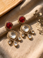 Load image into Gallery viewer, deep red square stones and clear teardrop stones