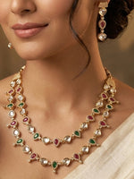 Load image into Gallery viewer, Double-Layer Necklace with Green and Red Stones