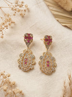 Load image into Gallery viewer, statement earrings with pink gemstone