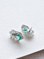 Load image into Gallery viewer, Teal Green CZ Studs