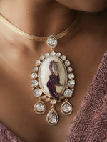 Load image into Gallery viewer, Kundan Style Pearl Bird Drop Pendant | Stylish Pendant Necklace Set

