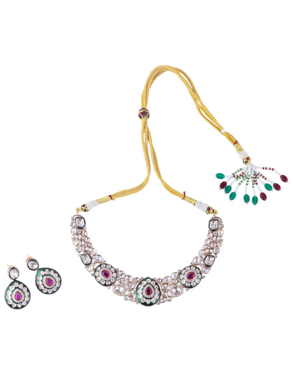 Heavy Kundan Necklace Set with Red Stone | Bridal Kundan Necklace Set