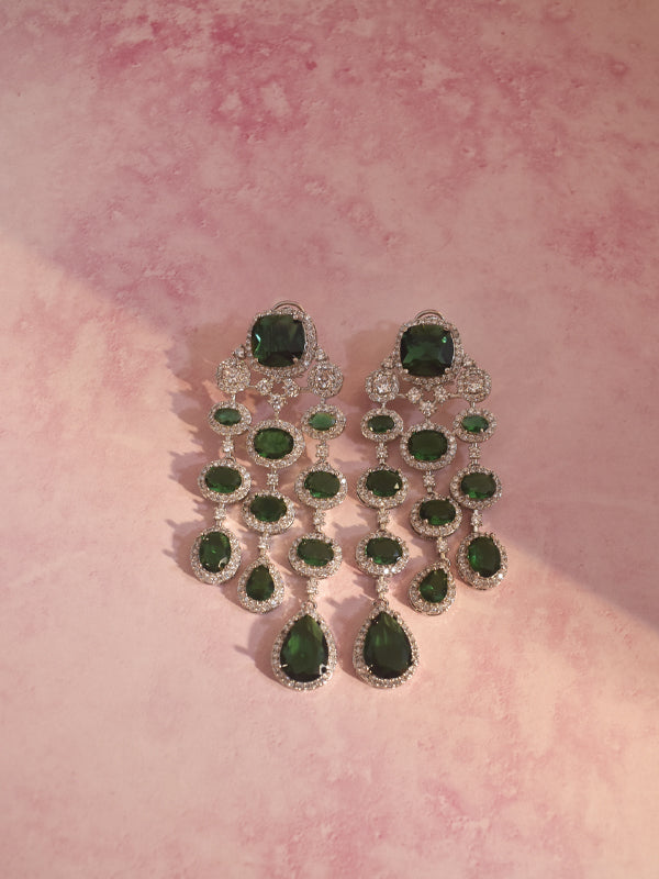 Party wear stylish Earrings | Green Stone Earrings