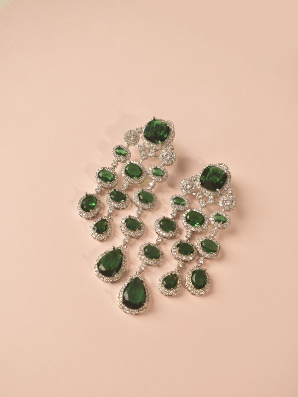 Party wear stylish Earrings | Green Stone Earrings