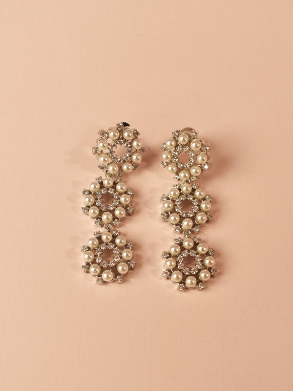 Pearl Earrings With Stone | Party Wear Silver Earrings With Pearls